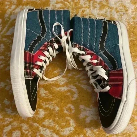 Vans off the wall punk hightop mixed pattern, skating shoes m8.5 w10 NWOB - Picture 5 of 8